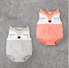 Cartoon Fox Sleeveless Baby Rompers