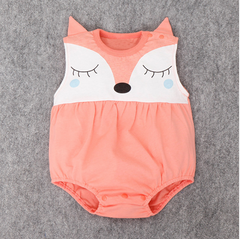 Cartoon Fox Sleeveless Baby Rompers