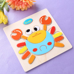 Wooden Cartoon Animals Dimensional Puzzle Toy