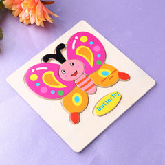 Wooden Cartoon Animals Dimensional Puzzle Toy