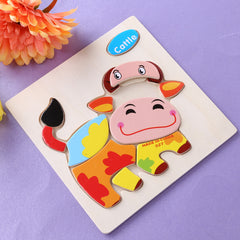 Wooden Cartoon Animals Dimensional Puzzle Toy