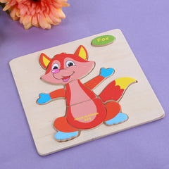 Wooden Cartoon Animals Dimensional Puzzle Toy