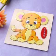 Wooden Cartoon Animals Dimensional Puzzle Toy