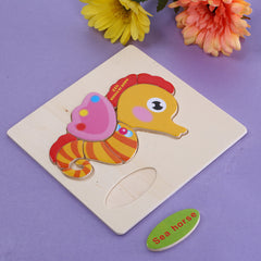 Wooden Cartoon Animals Dimensional Puzzle Toy