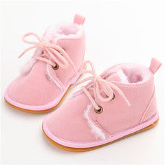 New Fashion Solid Lace-Up Baby Boots