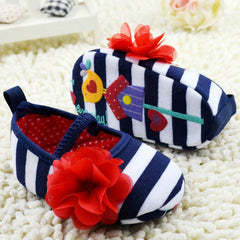 Stripe First Walkers Flower Crib Shoes