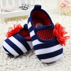 Stripe First Walkers Flower Crib Shoes