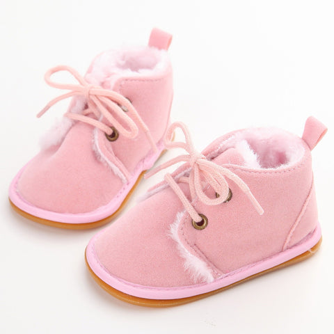 New Fashion Solid Lace-Up Baby Boots