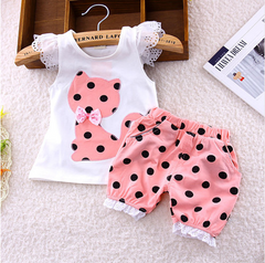 Bow cat shirt + shorts suit for Baby