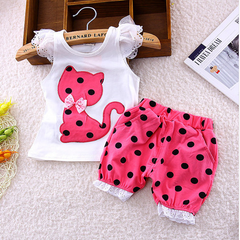 Bow cat shirt + shorts suit for Baby