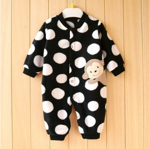 Dot cartoon Winter Baby Polar Fleece Jumpsuit